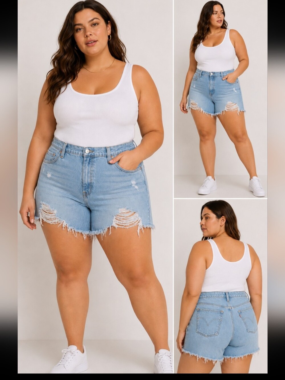Levi’s 501 Original High Rise Distressed Denim Shorts Light Wash Size 22 NEW Raw